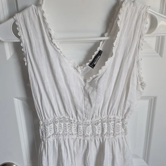 Terzo Millennio 100% Linen White Maxi Dress Women's Size Medium EUC - Picture 2 of 8